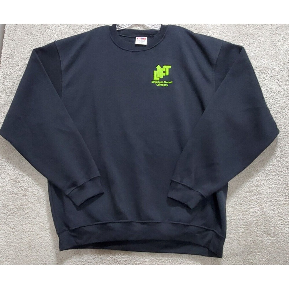 Lyft Employee Sweatshirt Men's 2XL Black Long Sleeve Crew‎ Neck USA Bayside